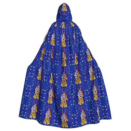 YYHHAOFA Halloween Adult Hooded Cloak Cosplay Party Costume for Men and Women Fantasy Cartoon Dog Picture, Fantasy Cartoon Hund, Einheitsgröße von YYHHAOFA