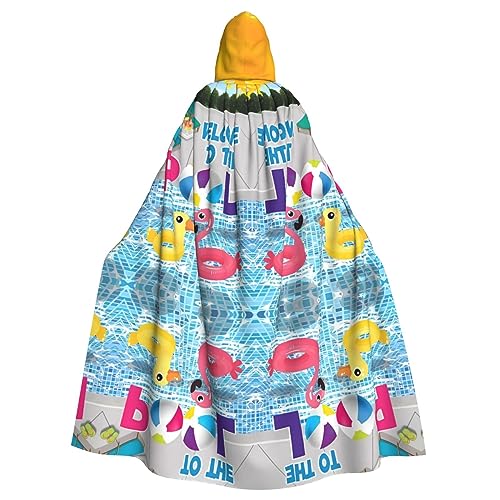YYHHAOFA Halloween Adult Hooded Cloak Cosplay Party Costume for Men and Women Flamingo and Swimming Pool, Flamingo und Schwimmbad, Einheitsgröße von YYHHAOFA