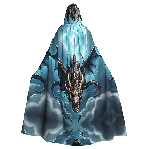 YYHHAOFA Halloween Adult Hooded Cloak Cosplay Party Costume for Men and Women Flying Dragon Pattern, Fliegender Drache, Einheitsgröße von YYHHAOFA