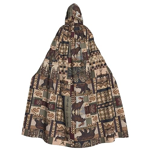 YYHHAOFA Halloween Adult Hooded Cloak Cosplay Party Costume for Men and Women Lodge Bear Deer, Lodge Bear Deer, Einheitsgröße von YYHHAOFA