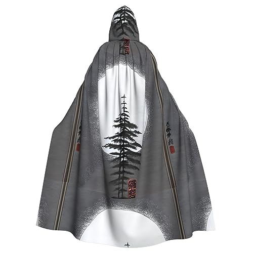 YYHHAOFA Halloween Adult Hooded Cloak Cosplay Party Costume for Men and Women Moon Pine Tree Picture, Mondkiefer, Einheitsgröße von YYHHAOFA