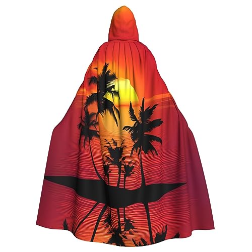 YYHHAOFA Halloween Adult Hooded Cloak - Cosplay Party Costume for Men and Women Tropical Sunset, Tropical Sunset, Einheitsgröße von YYHHAOFA