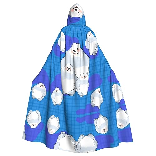 YYHHAOFA Halloween Adult Hooded Cloak Cosplay Party Costume for Men and Women White Bear Family, Schriftart-Familie White, Einheitsgröße von YYHHAOFA