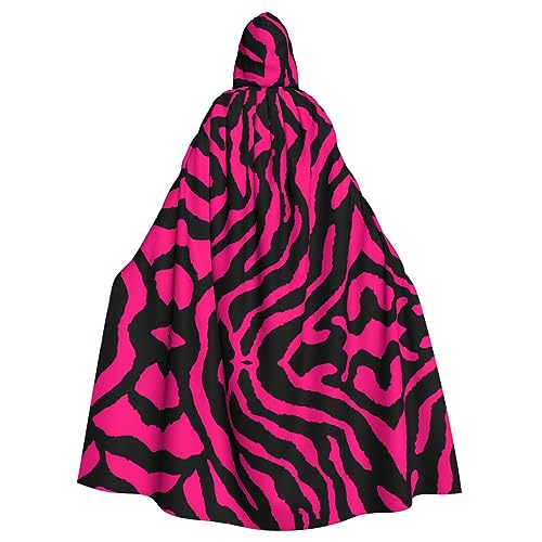 YYHHAOFA Halloween Adult Hooded Cloak Cosplay Party Costume for Men and Women Zebra Tiger Leopard Pink, Zebra Tiger Leopard Pink, Einheitsgröße von YYHHAOFA