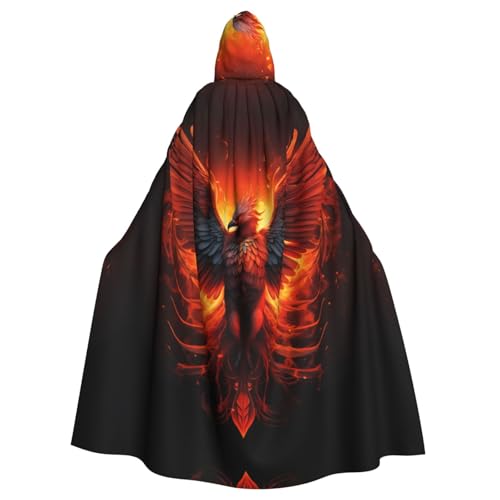 YYHHAOFA Halloween Erwachsene Kapuzen Umhang für Party Cosplay Kostüme Orange Rot Phönix Muster von YYHHAOFA