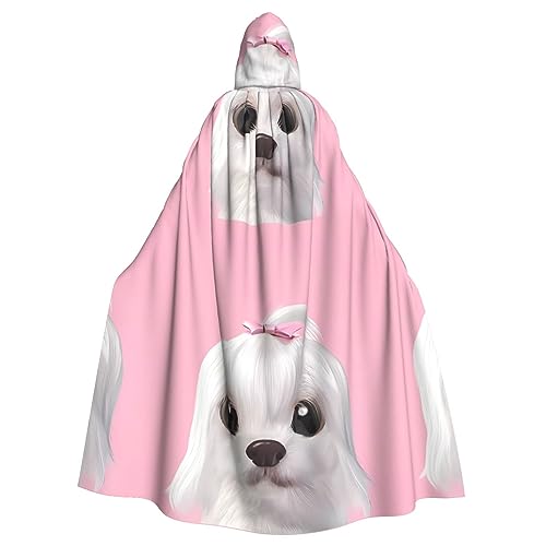 YYHHAOFA Halloween Erwachsene Kapuzenumhang – Cosplay Party Kostüm für Männer und Frauen Lovely Malteser Hund, Schöner Malteser Hund, Einheitsgröße von YYHHAOFA