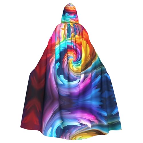 YYHHAOFA Halloween Erwachsene Kapuzenumhang für Partys und Cosplay Kostüme Regenbogen Swirl Prints von YYHHAOFA