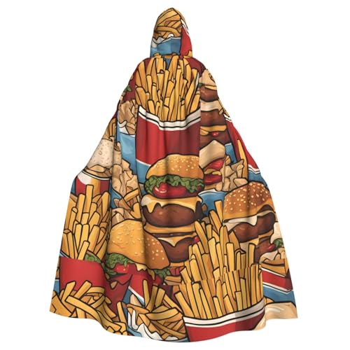 YYHHAOFA Halloween-Kapuzenumhang mit niedlichem Pommes-Muster für Erwachsene und Herren von YYHHAOFA