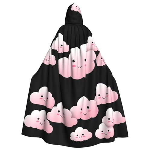 YYHHAOFA Halloween-Kapuzenumhang mit scheuen lächelnden Wolken, ohne Reißverschluss, bequem für Kostümpartys von YYHHAOFA