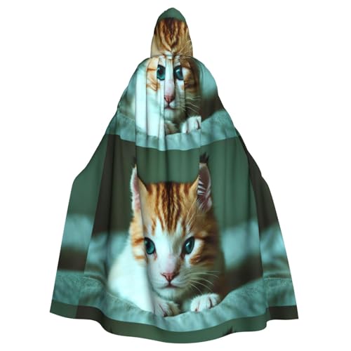 YYHHAOFA Halloween-Kapuzenumhang mit traurigem Kätzchenmuster, für Erwachsene und Herren von YYHHAOFA