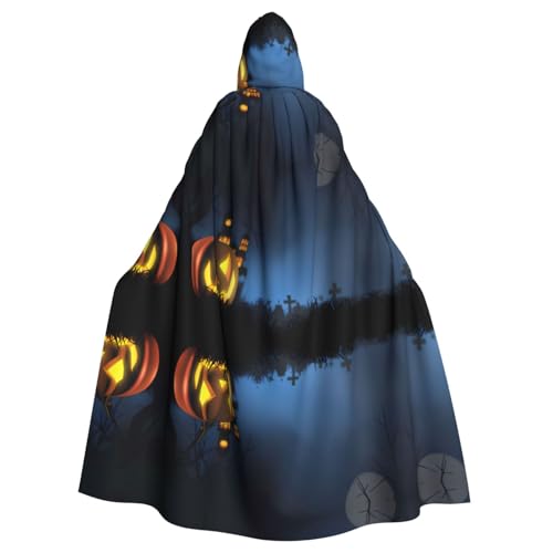 YYHHAOFA Halloween-Kürbis-Druck, Halloween-Umhang mit Kapuze, für Rollenspiele, Bühnenkostüme, Partys, pflegeleicht von YYHHAOFA