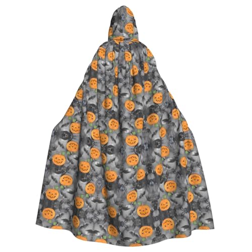 YYHHAOFA Halloween-Kürbis-Druck, Halloween-Umhang mit Kapuze, für Rollenspiele, Bühnenkostüme, Partys, pflegeleicht von YYHHAOFA