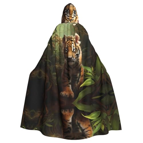 YYHHAOFA Halloween-Umhang mit Kapuze für Erwachsene für Partys und Cosplay-Kostüme, Dschungel-Tigerjungel-Druck von YYHHAOFA