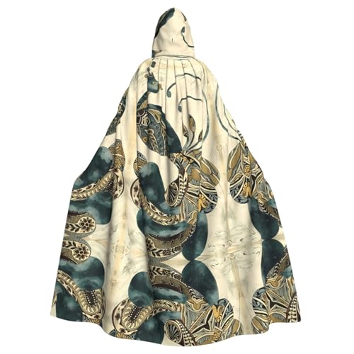 YYHHAOFA Halloween-Umhang mit Pfauen-Druck, für Erwachsene, mit Kapuze, für Rollenspiele, Bühnenkostüme, Partys, pflegeleicht von YYHHAOFA