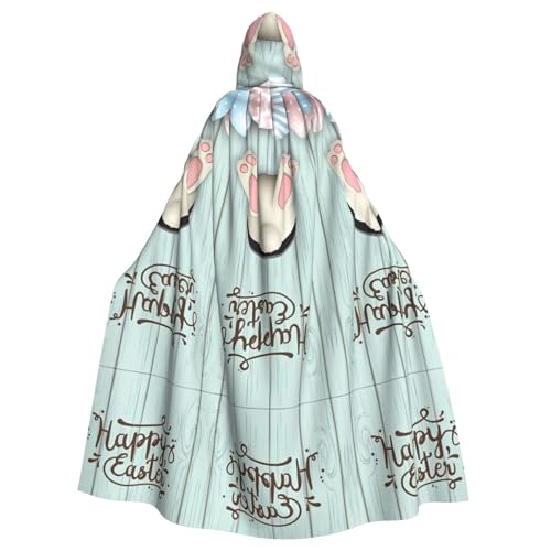 YYHHAOFA Happy Easter Eggs Bunny Tail Printing Halloween Adult Hooded Cape Cloak For Role-Playing, Stage Costumes, Parties, Easy Care von YYHHAOFA