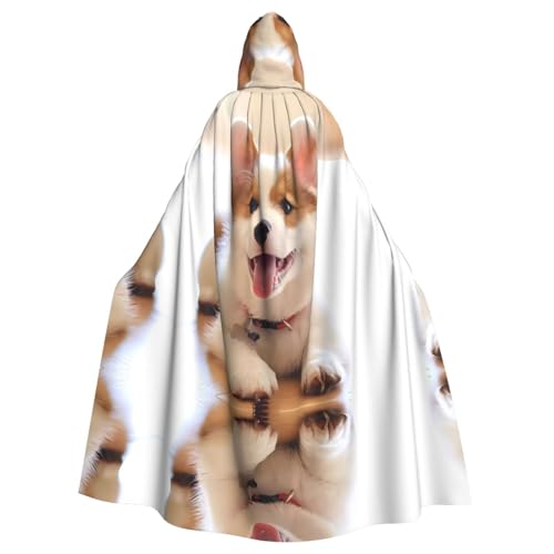YYHHAOFA Hunde-Druck, Halloween-Umhang mit Kapuze, für Rollenspiele, Bühnenkostüme, Partys, pflegeleicht YYHHAOFA Hunde-Druck, Halloween-Umhang mit Kapuze, für Rollenspiele, Bühnenkostüme, Partys, pflegeleicht von YYHHAOFA