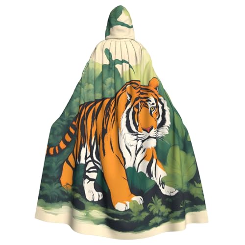 YYHHAOFA Jungle Tigers Cub Prints Halloween Erwachsene Kapuzenumhang für Party Dekoration Cosplay Kostüme Bühne Maskerade von YYHHAOFA