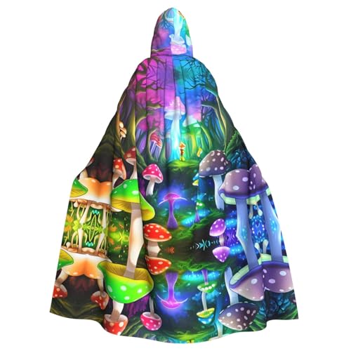 YYHHAOFA Kapuzenumhang für Erwachsene mit Waldpilz-Aufdruck, für Party, Cosplay, Kostüm, Bühne, Maskenball von YYHHAOFA