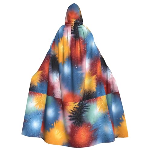 YYHHAOFA Kapuzenumhang für Herren und Damen, mit Farbmuster, Halloween, Rollenspiel von YYHHAOFA