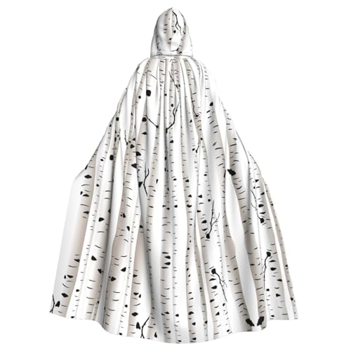 YYHHAOFA Kapuzenumhang mit Birkenbaum-Druck, für Erwachsene, für Rollenspiele, Bühnenkostüme, Partys, pflegeleicht von YYHHAOFA