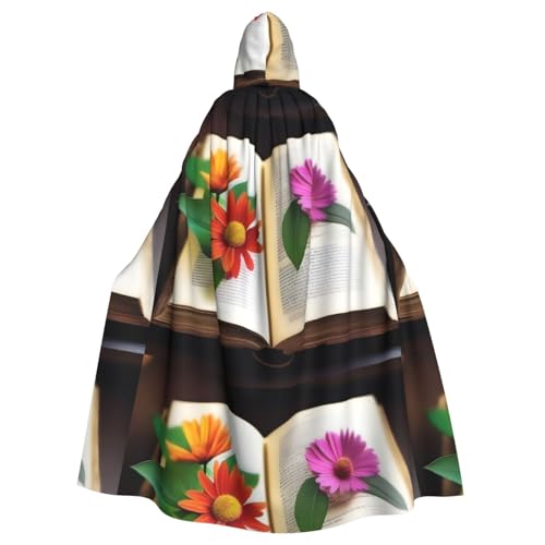 YYHHAOFA Kapuzenumhang mit Blumen in einem Buchmuster, Halloween, Erwachsene, für Herren und Damen, Mantel, Rollenspiel YYHHAOFA Kapuzenumhang mit Blumen in einem Buchmuster, Halloween, Erwachsene, für Herren und Damen, Mantel, Rollenspiel von YYHHAOFA