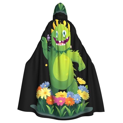 YYHHAOFA Kapuzenumhang mit Blumenpflücke, Monstermuster, Halloween, Erwachsene, für Herren und Damen, Kleidung, Mantel, Rollenspiel von YYHHAOFA