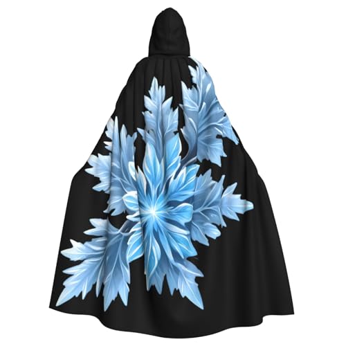 YYHHAOFA Kapuzenumhang mit Eiskristallen auf Blumenmuster, Halloween, Erwachsene, für Herren und Damen, Kleidung, Mantel, Rollenspiel von YYHHAOFA