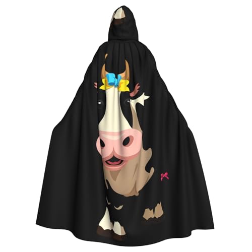 YYHHAOFA Kapuzenumhang mit Fliege, Kuhdruck, Halloween, Erwachsene, ohne Reißverschluss, bequem für Kostümpartys von YYHHAOFA