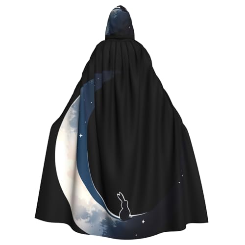 YYHHAOFA Kapuzenumhang mit Hasenmotiv auf dem Halbmond-Druck, für Erwachsene, kein Reißverschluss, bequem für Kostümpartys von YYHHAOFA
