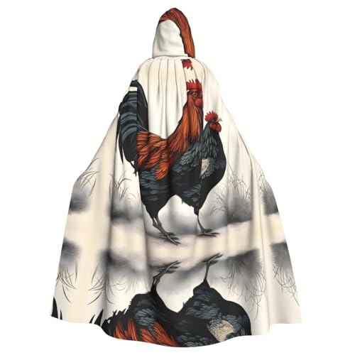 YYHHAOFA Kapuzenumhang mit Huhn und Hahn für Erwachsene, für Partys, Cosplay, Kostüme, Bühnenmaskerade von YYHHAOFA