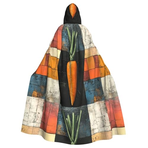 YYHHAOFA Kapuzenumhang mit Karotte im Würfeldruck, Halloween, Erwachsene, ohne Reißverschluss, bequem für Kostümpartys von YYHHAOFA