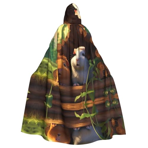 YYHHAOFA Kapuzenumhang mit Meerschweinchen-Aufdruck, Halloween, Erwachsene, für Cosplay, Kostümpartys und mehr von YYHHAOFA
