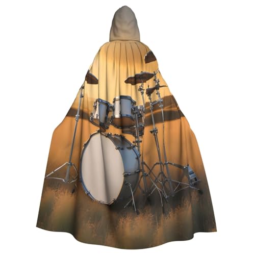 YYHHAOFA Kapuzenumhang mit Musiktrommel im Feld, Halloween, Erwachsene, für Cosplay, Kostümpartys und mehr von YYHHAOFA