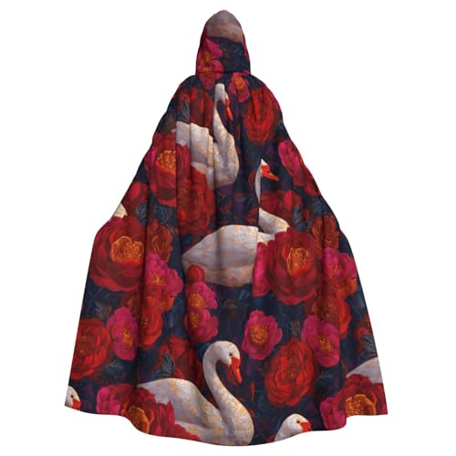 YYHHAOFA Kapuzenumhang mit Schwanenrosenmuster, Halloween, Erwachsene, für Herren und Damen, Mantel, Rollenspiel YYHHAOFA Kapuzenumhang mit Schwanenrosenmuster, Halloween, Erwachsene, für Herren und Damen, Mantel, Rollenspiel von YYHHAOFA