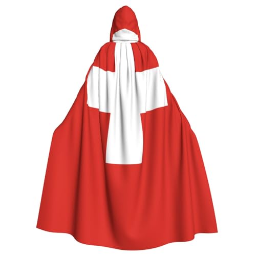 YYHHAOFA Kapuzenumhang mit Schweizer Flagge, Halloween, Erwachsene, für Herren und Damen, Mantel, Rollenspiel von YYHHAOFA