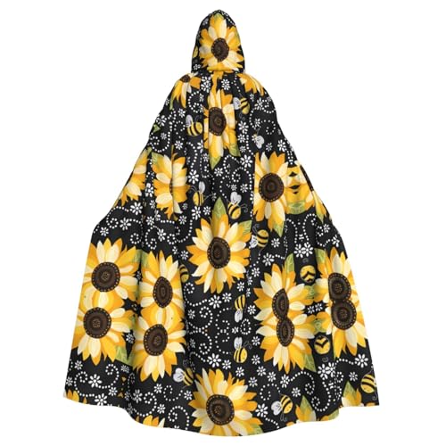 YYHHAOFA Kapuzenumhang mit Sonnenblumen-Bienen-Druck, für Erwachsene, für Rollenspiele, Bühnenkostüme, Partys, pflegeleicht YYHHAOFA Kapuzenumhang mit Sonnenblumen-Bienen-Druck, für Erwachsene, für Rollenspiele, Bühnenkostüme, Partys, pflegeleicht von YYHHAOFA