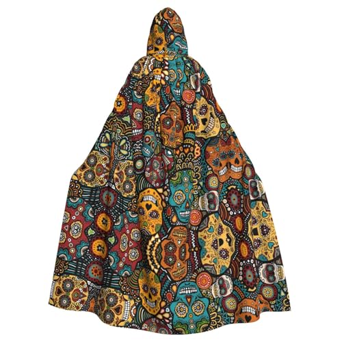 YYHHAOFA Kapuzenumhang mit Totenkopf-Motiv, für Erwachsene, für Rollenspiele, Bühnenkostüme, Partys, pflegeleicht von YYHHAOFA