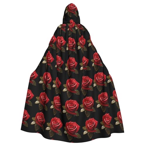 YYHHAOFA Kapuzenumhang mit Wassertropfen und rotem Rosenmuster, Halloween, Erwachsene, für Herren und Damen, Mantel, Rollenspiel YYHHAOFA Kapuzenumhang mit Wassertropfen und rotem Rosenmuster, Halloween, Erwachsene, für Herren und Damen, Mantel, Rollenspiel von YYHHAOFA