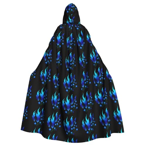 YYHHAOFA Kapuzenumhang mit blauer Flamme und kleinen Blumen, für Erwachsene, ohne Reißverschluss, bequem für Kostümpartys YYHHAOFA Kapuzenumhang mit blauer Flamme und kleinen Blumen, für Erwachsene, ohne Reißverschluss, bequem für Kostümpartys von YYHHAOFA