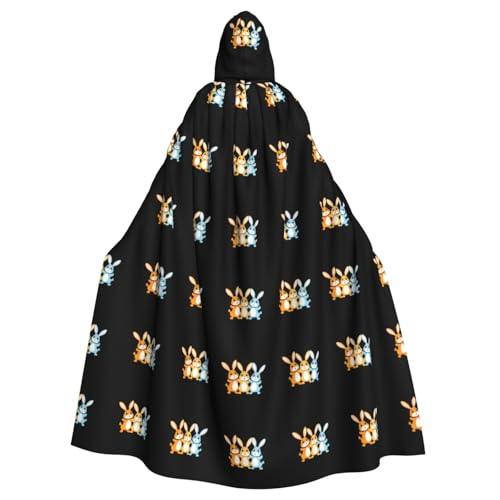 YYHHAOFA Kapuzenumhang mit drei frechen kleinen Hasen Muster, Halloween, Erwachsene, für Herren und Damen, Mantel, Rollenspiel von YYHHAOFA