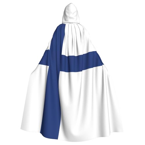 YYHHAOFA Kapuzenumhang mit finnischer Flagge, für Halloween, Erwachsene, Party-Dekoration, Cosplay, Kostüme, Bühnenmaskerade von YYHHAOFA