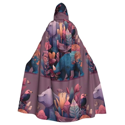YYHHAOFA Kapuzenumhang mit kleinen Tieren im Wald, für Halloween, Erwachsene, für Herren und Damen, Mantel, Rollenspiel von YYHHAOFA
