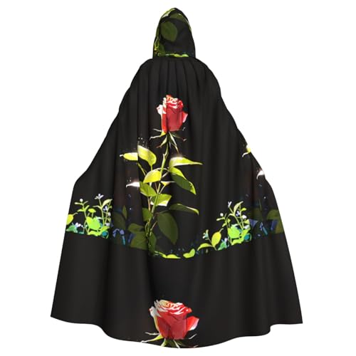 YYHHAOFA Kapuzenumhang mit leuchtendem Rosen-Druck, für Erwachsene, ohne Reißverschluss, bequem für Kostümpartys YYHHAOFA Kapuzenumhang mit leuchtendem Rosen-Druck, für Erwachsene, ohne Reißverschluss, bequem für Kostümpartys von YYHHAOFA