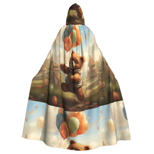 YYHHAOFA Kapuzenumhang mit schwimmendem Bären-Druck, für Erwachsene, kein Reißverschluss, bequem für Kostümpartys von YYHHAOFA