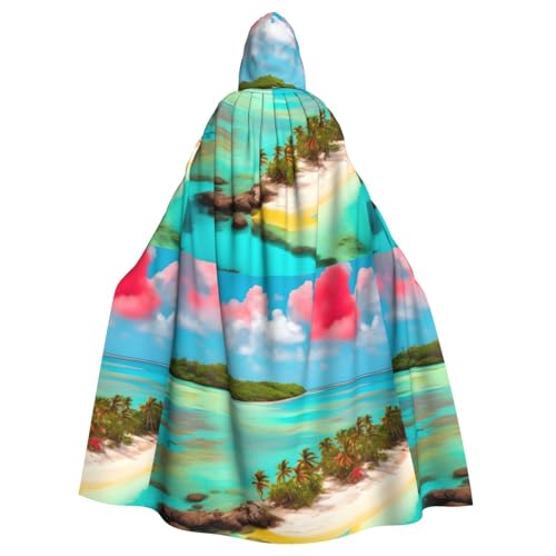 YYHHAOFA Karibiklandschaft Druck Halloween Erwachsene Kapuzenumhang ohne Reißverschluss, bequem für Kostümpartys von YYHHAOFA