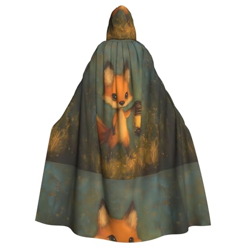 YYHHAOFA Kleiner Fuchs hält eine Laterne, bedruckt, Halloween-Umhang mit Kapuze, kein Reißverschluss, bequem für Kostümpartys YYHHAOFA Kleiner Fuchs hält eine Laterne, bedruckt, Halloween-Umhang mit Kapuze, kein Reißverschluss, bequem für Kostümpartys von YYHHAOFA