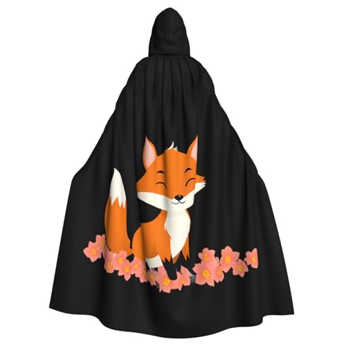 YYHHAOFA Kleiner Fuchs in den Blütenblättern, bedruckt, Halloween-Umhang mit Kapuze, kein Reißverschluss, bequem für Kostümpartys YYHHAOFA Kleiner Fuchs in den Blütenblättern, bedruckt, Halloween-Umhang mit Kapuze, kein Reißverschluss, bequem für Kostümpartys von YYHHAOFA