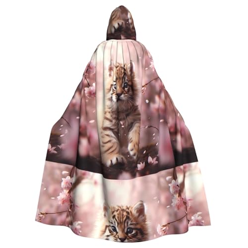 YYHHAOFA Kleiner Tiger unter dem Kirschblütenbaum-Druck, Halloween-Umhang mit Kapuze, für Erwachsene, ohne Reißverschluss, bequem für Kostümpartys YYHHAOFA Kleiner Tiger unter dem Kirschblütenbaum-Druck, Halloween-Umhang mit Kapuze, für Erwachsene, ohne Reißverschluss, bequem für Kostümpartys von YYHHAOFA