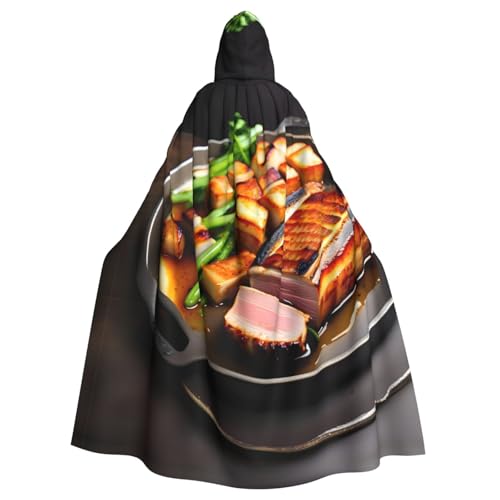 YYHHAOFA Köstlicher gegrillter Fleischdruck, Halloween, Erwachsenen-Kapuzenumhang für Cosplay, Kostümpartys und mehr YYHHAOFA Köstlicher gegrillter Fleischdruck, Halloween, Erwachsenen-Kapuzenumhang für Cosplay, Kostümpartys und mehr von YYHHAOFA