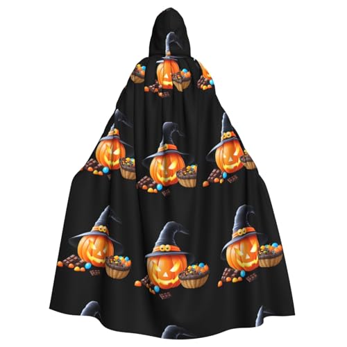 YYHHAOFA Kürbis Süßigkeitenmuster Halloween Erwachsene Kapuzenumhang Herren- und Damenbekleidung Mantel Rollenspiel von YYHHAOFA
